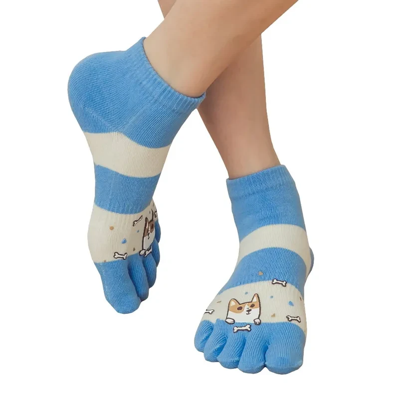 Women Cotton Anti-Bacterial Toes Socks ( dog printed )